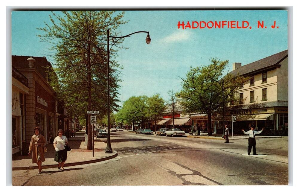 Haddonfield NJ King's Highway Main Street Vintage Postcard WYCO Products